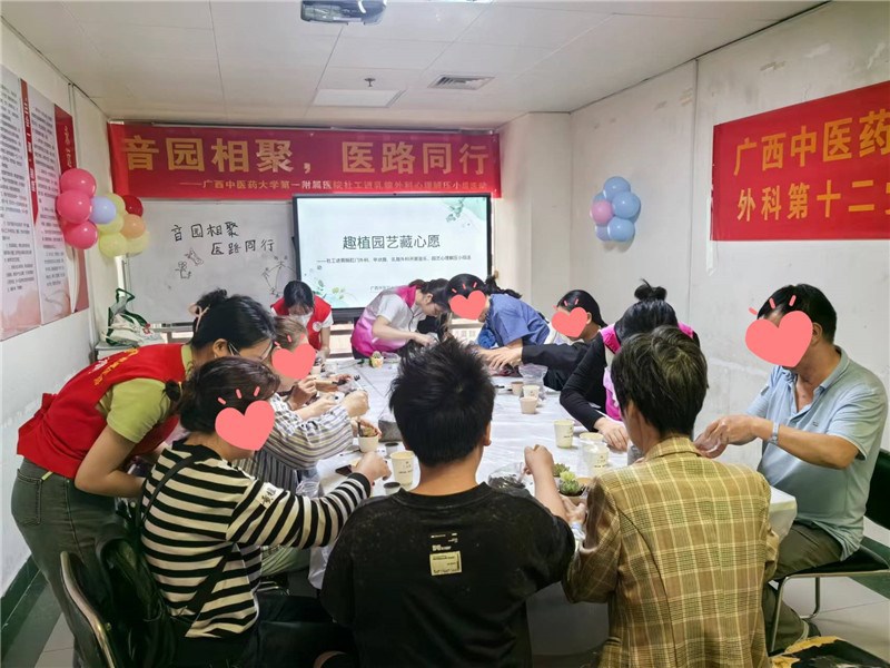 “粉黛”社工与患者们种植心愿、装饰多肉